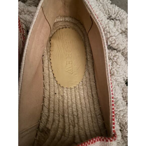 J.Crew Red Stripe Espadrilles Raffia Parrot Palm Tree Flats Vacation Cruise 8,5 - Picture 4 of 9